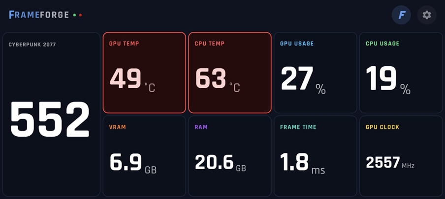 HUD Alertas de Hardware & Temperatura
